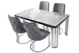 7 Star Furniture Daisy Sintered Ceramic Stone Black, Grey or White Dining Table with Optional Gold Or Silver Frame