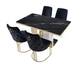 Louis Modern Hammered Design Dining Table, Sintered Stone Top , Black, Grey Or White