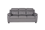 Clara 3+2 Seater Sofa Set, Black & Grey PU Leather, Modern Living Room Couch Set, Comfortable High-Back Design