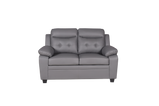 Clara 3+2 Seater Sofa Set, Black & Grey PU Leather, Modern Living Room Couch Set, Comfortable High-Back Design