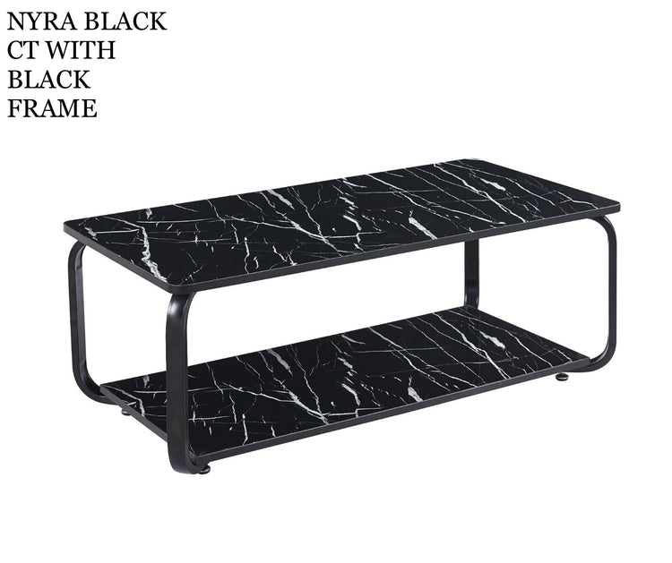 7 Star Furniture Nyra Black, Grey Coffee Table with Optional Gold Or Black Frame