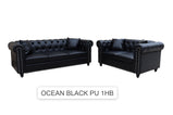 7Star Ocean Chesterfield Style Sofa Set 3+2 Seater Armchair  In Velvet , Faux Leather In Various Colours