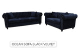 7Star Ocean Chesterfield Style Sofa Set 3+2 Seater Armchair  In Velvet , Faux Leather In Various Colours