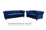 7Star Ocean Chesterfield Style Sofa Set 3+2 Seater Armchair  In Velvet , Faux Leather In Various Colours