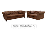 7Star Ocean Chesterfield Style Sofa Set 3+2 Seater Armchair  In Velvet , Faux Leather In Various Colours