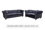 7Star Ocean Chesterfield Style Sofa Set 3+2 Seater Armchair  In Velvet , Faux Leather In Various Colours