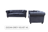 7Star Ocean Chesterfield Style Sofa Set 3+2 Seater Armchair  In Velvet , Faux Leather In Various Colours