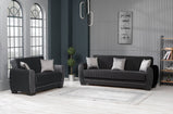 7star Pelin Sofa bed in Black/grey or brown/cream 3 seater and 2 seater fabric Sofabed with 2 free cushions.