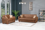 7star Pelin Sofa bed in Black/grey or brown/cream 3 seater and 2 seater fabric Sofabed with 2 free cushions.