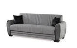 7star Pelin Sofa bed in Black/grey or brown/cream 3 seater and 2 seater fabric Sofabed with 2 free cushions.