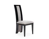 Raphael 2Pc Modern High Back Dining Chair, Grey Fabric, High Gloss Wood