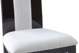 Raphael 2Pc Modern High Back Dining Chair, Grey Fabric, High Gloss Wood