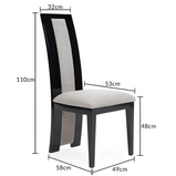 Raphael 2Pc Modern High Back Dining Chair, Grey Fabric, High Gloss Wood
