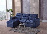 7star Cansas Corner Sofa bed in Black, Grey or Blue In  fabric Foldout Sofabed with Ottoman Storage