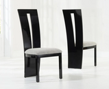 Verbier 2Pc Modern High Back Stylish Dining Chair, Grey Fabric, High Gloss Wood