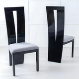 Verbier 2Pc Modern High Back Stylish Dining Chair, Grey Fabric, High Gloss Wood