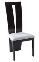 Verbier 2Pc Modern High Back Stylish Dining Chair, Grey Fabric, High Gloss Wood