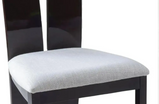 Verbier 2Pc Modern High Back Stylish Dining Chair, Grey Fabric, High Gloss Wood