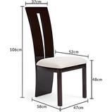Verbier 2Pc Modern High Back Stylish Dining Chair, Grey Fabric, High Gloss Wood