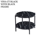 7 Star Furniture Vina  Black, Grey Coffee Table & Side Table with Optional Gold Or Black Frame