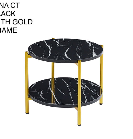 7 Star Furniture Vina  Black, Grey Coffee Table & Side Table with Optional Gold Or Black Frame