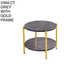 7 Star Furniture Vina  Black, Grey Coffee Table & Side Table with Optional Gold Or Black Frame