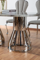 7STAR LORCAN DINING TABLE HIGH GLOSS MARBLE WITH CHROME LEGS DIFFERENT DINING CHAIRS AVAILABLE