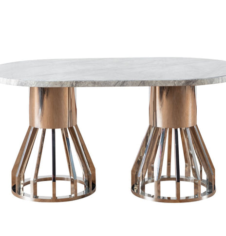 MESA DE CENTRO 7STAR LORCAN MÁRMOL ALTO BRILLO CON PATAS CROMADAS EN COLOR GRIS