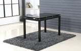 7star Extending Black Tempered Glass Dining Table with 4 Chairs Faux Leather