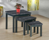 7star Rumy Marble effect high gloss nest set of 3 tables in Dark brown, grey and charcoal black