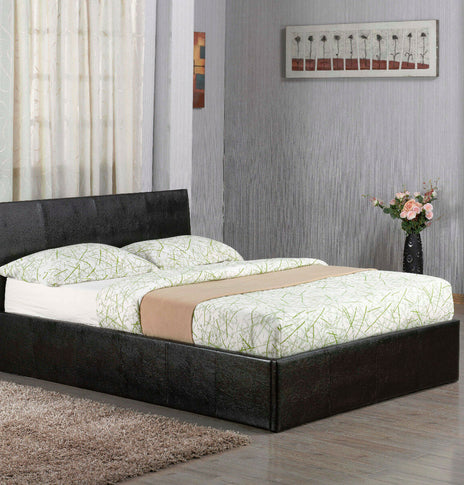 7STAR OTTOMAN Black Faux Leather Double 4ft6, Small Double 4ft and single 3ft with Storage Bed Budget Unbeatable Price