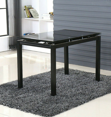 7star Helen Extending Black or Grey Tempered Glass Dining Table Only