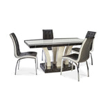 Marble Effect MDF Dining Table with 6 chairs in Black-white, Full black, Brown