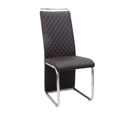 7STAR Beauty Dining Chairs Sets Faux Leather Foam Padded Black, Brown and grey with Chrome legs