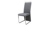 7STAR Beauty Juego de sillas de comedor de espuma de cuero sintético acolchadas en negro, marrón y gris con patas cromadas