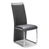 7STAR Beauty Juego de sillas de comedor de espuma de cuero sintético acolchadas en negro, marrón y gris con patas cromadas