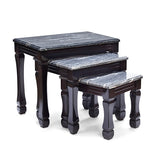 Marble Effect Gloss Finish Nest of tables set of 3 in Black/Brown/Grey/Beige/Cream