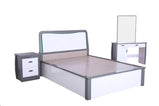 7 STAR LED Blanco-gris Nick Cama de lujo de alto brillo con cama otomana de almacenamiento en tamaño doble y King Tocador junto a la cama disponible
