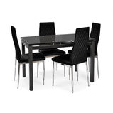 7star Helen Extending Dining table and chairs set in Black Furniture Sales