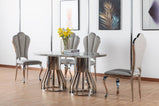 7STAR LORCAN DINING TABLE HIGH GLOSS MARBLE WITH CHROME LEGS DIFFERENT DINING CHAIRS AVAILABLE