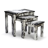 Marble Effect Gloss Finish Nest of tables set of 3 in Black/Brown/Grey/Beige/Cream