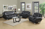 7 star Max sofa set 3+2+1 in Black and Grey Faux Leather with Chrome silver legs