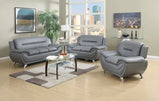 7 star Max sofa set 3+2+1 in Black and Grey Faux Leather with Chrome silver legs