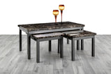 7star Lucy (2+1) Nest Of Tables Juego de mesa de centro de madera MDF efecto mármol en negro, wengué y gris.