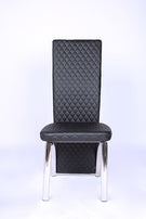 Faux Leather High Back luxury diamond stitch Dining Chairs with Chrome Frame Available in Black Brown blue grey and beige