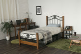 Maple Metal Frame Bed with Solid Wooden Legs and Mesh Base