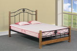 Maple Metal Frame Bed with Solid Wooden Legs and Mesh Base