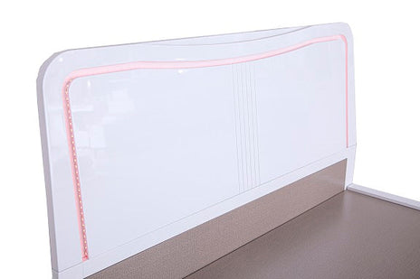 7 STAR LED White-grey Nick Bed High Gloss Luxury With Storage Ottoman Bed in Double and King size Dresser Bedside Avaialble