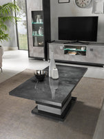 7star Hilton High Gloss Grey Italian Matching pedestal Coffee table, Side table, TV unit & 2 Door Cabinet