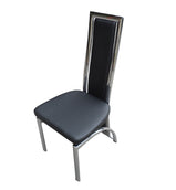 7Star Polo 2pc High Back Panel Dining Chairs in Faux leather with chrome stainless steel legs and back
